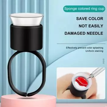 Чашки с чернильными кольцами и губкой. Удобные экологически чистые легкие кольца для татуировки на теле. розовый