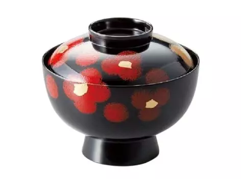 Чашу также можно использовать как тарелку или маленькую миску Urushihana Zoni Bowl Kurouchi Vermilion Lacquered Сделано в Японии J-kitchens (можно миску) (1 клиент) 12.8см