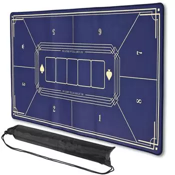 CHASO Poker Mat Casino Compact Card Game Texas Blue с чехлом для Hold em синий