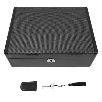 Часовой футляр черного цвета с 8 отделениями, запирающейся бархатной подкладкой, универсальный органайзер для часов