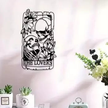 Часть богемного металла готический стиль череп пара настенное искусство железная фреска внутреннее и наружное украшение для дома двор балкон чёрный