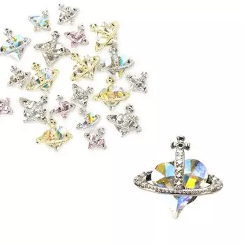 Части ногтей 2 штуки Сатурн Сердце Сатурн Красочные Планеты Украшения для ногтей Металлические части Гелевые ногти Принадлежности для ногтей Студия Nail Official ([29-030] СЕРЕБРОAB