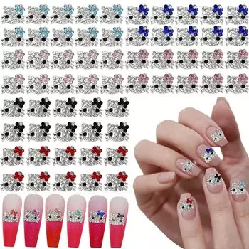 Части ногтей 60 штук, детали для украшения ногтей 6 цветов по 10 штук в каждом, 3D-мультяшное украшение для ногтей, 3D-принадлежности для ногтей, милые детали ручной работы