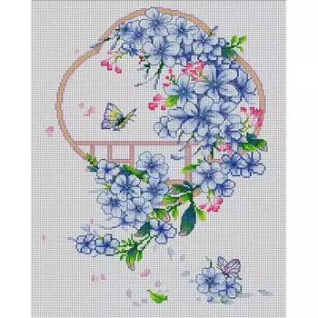 Частичная вышивка египетским хлопком нитью 16CT с принтом цветов крестиком 4165