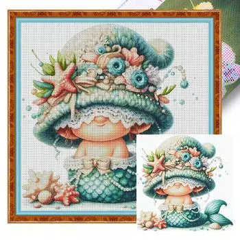 Частичная вышивка египетской хлопковой нитью 16CT с принтом «Гном» крестиком # 3260