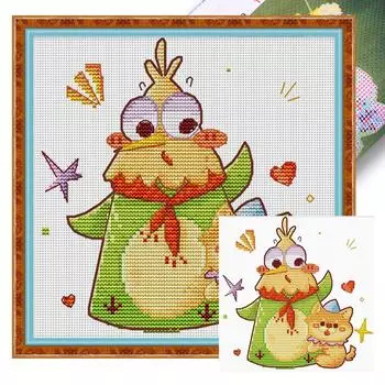 Частичная вышивка Эко-хлопковая нить 11CT Напечатанный китайский зодиак Вышивка крестом 1401