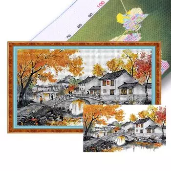 Частичная вышивка Эко-хлопковая нить 11CT Печатный вид Набор для вышивки крестом Искусство FA563