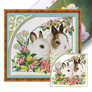 Частичная вышивка Эко-хлопковая нить 11CT с принтом животных, набор для вышивки крестом 4067