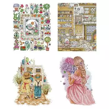 Частичная вышивка Эко-хлопковая нить 14CT Напечатанная Девочка Крестиком Набор Искусство RA670