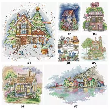 Частичная вышивка Эко-хлопковая нить 14CT Печатный набор для вышивки крестом FA534