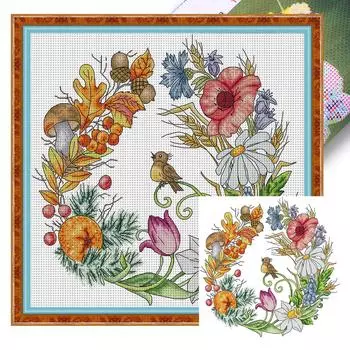 Частичная вышивка Эко-хлопковая нить 14CT с принтом цветов, набор для вышивки крестом J800