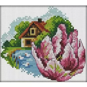 Частичная вышивка Эко-хлопковая нить 14CT с принтом цветов, набор для вышивки крестом H637