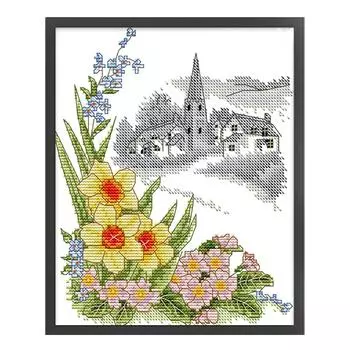 Частичная вышивка Эко-хлопковая нить 14CT Счетные цветы Набор для вышивки крестом HA131