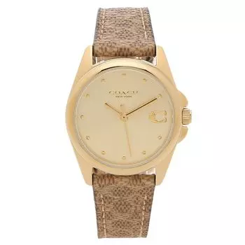 Часы 28 мм Signature Quartz Yellow Gold Brown COACH 14504107 Canvas [Coach] Женские [Товар]