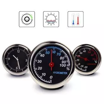 Часы 2 в 1 Функция Автомобильный термометр гигрометр Прочное кварцевое стекло Зеркало Часы Украшения Украшения Автомобиля Аксессуары флуоресцентный синий