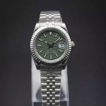 Часы 36/39 мм в зеленую полоску, часы NH35 с автоматическим механическим механизмом, аксессуары для часов по индивидуальному заказу