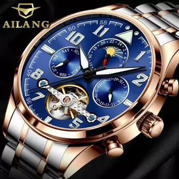 Часы AILANG, мужские автоматические механические часы, мужские часы, полые модные трендовые деловые светящиеся водонепроницаемые мужские часы