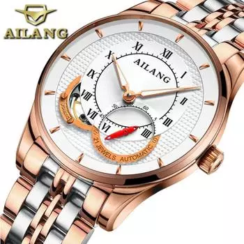 Часы AILANG, стальные автоматические часы, водонепроницаемые модные деловые мужские часы с большим циферблатом