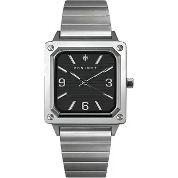 Часы AKNIGHT Популярные Водонепроницаемые Аналоговые Кварцевые Деловые Наручные Часы Из Нержавеющей Стали Подарочные Большие Легко Читаемые Квадратные Мужские Часы чёрный