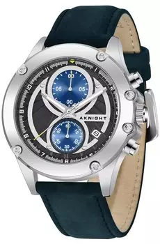 Часы AKNIGHT, стильные, светящиеся, хронограф, аналоговый календарь, наручные часы, водонепроницаемые, японские кварцевые часы, легкие, японская инструкция по эксплуатации синий