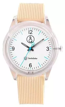 Часы Analog Smile Solar Водонепроницаемый уретановый ремень Белый x Бежевый [Citizen Q&Q] RP10-013