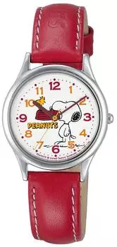 Часы Analog Snoopy Водонепроницаемый кожаный ремешок Красный [Citizen Q&Q] AA95-9852 Женские