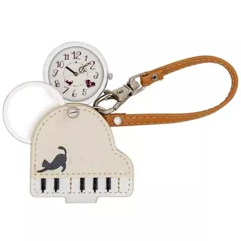 Часы аналоговые Cat Piano Bag Charm Watch с лупой коричневые [Fieldwork] LW038-1 женские белый