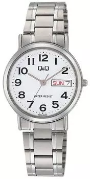 Часы Аналоговые Дата День недели Водонепроницаемый Металлический Браслет Белый [Citizen Q&Q] A203-204 Женские