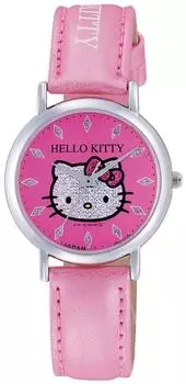 Часы аналоговые Hello Kitty водонепроницаемый кожаный ремешок сделано в Японии 0009N002 розовый [Citizen Q&Q] женские