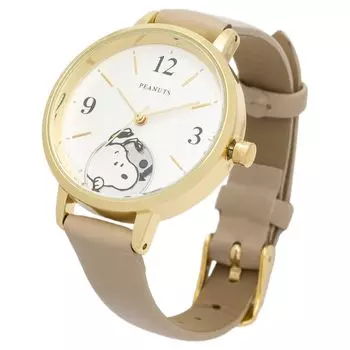 Часы аналоговые с кожаным ремешком Snoopy Hide and Seek Watch G бежевый [Fieldwork] женские PNT044-2 бежевый