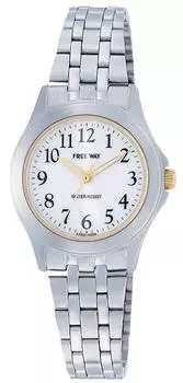 Часы аналоговые солнечные водонепроницаемые металлический ремешок белый [Citizen Q&Q] AA96-4006 женские