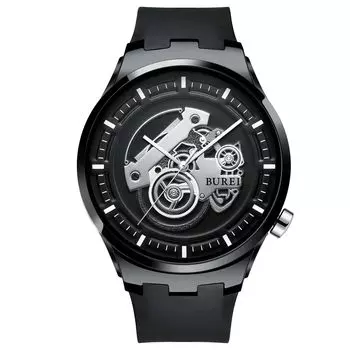 Часы аналоговые уретановый ремешок водонепроницаемые кварцевые часы черный циферблат лимитированная модель стильные мужские популярные брендовые часы подарок [Baosho] мужские