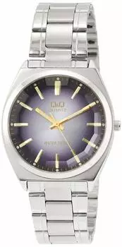 Часы аналоговые водонепроницаемые с металлическим ремешком черного цвета [Citizen Q&Q] QB78-202 мужские