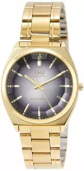 Часы аналоговые водонепроницаемые с металлическим ремешком черного цвета [Citizen Q&Q] QB78-002 мужские