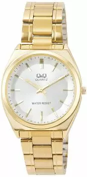 Часы аналоговые водонепроницаемые с металлическим ремешком, серебристые [Citizen Q&Q] QB78-001 мужские