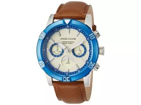 Часы ANGEL CLOVER Brio с циферблатом цвета слоновой кости и хронографом из нержавеющей стали BR43BUIV-LB мужские коричневые