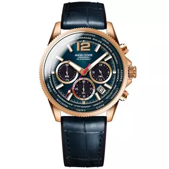 Часы Angel Clover Mondo Solar Navy Dial Stainless Steel Calf Solar Quartz 43MM Watch [ANGELCLOVER] Кожа/резина MOS42PNV-NV Мужские