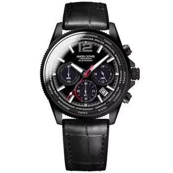 Часы Angel Clover Mondo Solar с черным циферблатом из нержавеющей стали Calf Solar Quartz 43MM Часы [ANGELCLOVER] Кожа/резина MOS42BBK-BK мужские чёрный