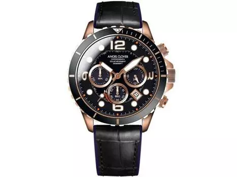 Часы Angel Clover TIME CRAFT DIVER TCD45PBK-BK мужские с черным кожаным ремешком НОВЫЕ