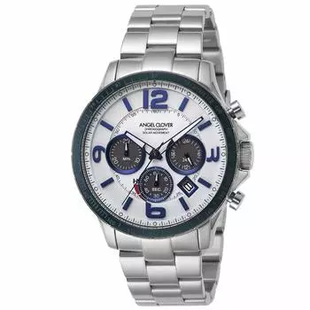 Часы Angel Clover TIME CRAFT SOLAR Белый циферблат Нержавеющая сталь Солнечный кварц 44MM Обычная гарантия TCS44SWH Серебряный [Angel Clover] Мужские