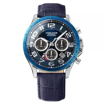 Часы Angel Clover TIME CRAFT SOLAR на солнечной батарее, водонепроницаемость 100 м, минеральное стекло, темно-синий циферблат, нержавеющая сталь, темно-синий цвет [AngelClover] NTCS44SBBK-BK мужские