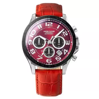 Часы Angel Clover TIME CRAFT SOLAR на солнечной батарее, водонепроницаемость 100 м, минеральное стекло, красный циферблат, нержавеющая сталь NTCS44SBRE, красные [AngelClover] мужские