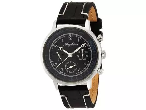 Часы ARCA FUTURA 700BKBK мужские с черным кожаным ремешком, хронографом, день/дата, НОВЫЕ