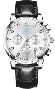 Часы arche Business Quartz Arm Watch с циферблатом из нержавеющей стали, светящиеся, водонепроницаемые, подарочные, памятные, серебряные и черные, мужские, легко читаемые, от Roman Noa