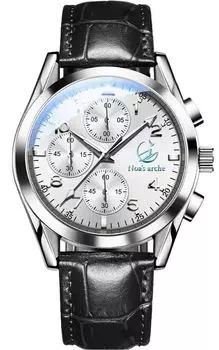 Часы arche Business Quartz Arm Watch с циферблатом из нержавеющей стали, водонепроницаемые, светящиеся, подарочные, памятные, серебристо-черные, арабские, мужские, легко читаемые