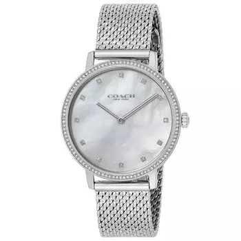 Часы AUDREY White Pearl Dial Stainless Steel Quartz 35MM Watch 14503358 Silver [Coach] Женские [Товар] серебряный