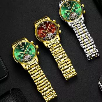 Часы автоматические полые водонепроницаемые светящиеся наручные часы для свиданий