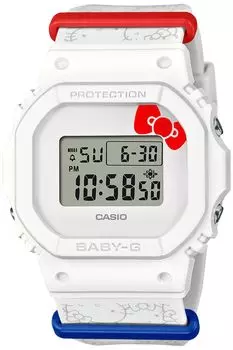 Часы Babygie KITTY Collaboration Model Biomass Plastic White [Casio] []HELLO BGD-565KT-7JR женские