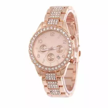 Часы Bartram Watch Gold Watch Римские цифры Diamond Gold Date Display Сменная батарея Мужские (Розовое золото)