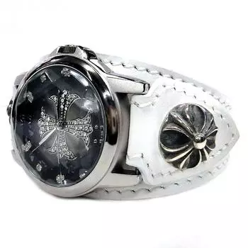 Часы Белый ремень из натуральной кожи с градиентным крестообразным циферблатом Cross Concho Повседневные часы [DEEP ZONE] Мужские